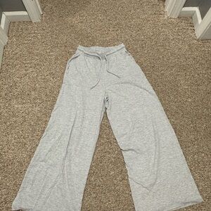 Zara Heather Gray Wide-Leg Drawstring Pants